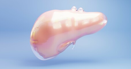 3d illustration of the liver recovery shell. The concept of content composition, damage, treatment, liver restoration