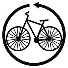 Cycle, Bicycle Icon, Bicycle Wheels. 3 Types of Bike Rubber. Vector illustration, One line continuous bike sports symbol concept. Fitness healthy lifestyle bicycle biking activity. Digital white cycle