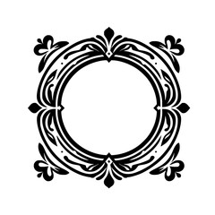 Elegant Ornamental Frame with Flourishes - Black on White Background