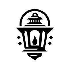 Black & White Silhouette Lantern Illustration: Elegant, Decorative, Minimalist