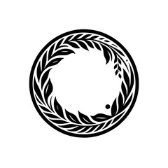 Elegant Leaf Circle Logo in Black & White, Minimalist Design