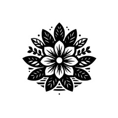 Fototapeta premium Elegant Black and White Floral Mandala Design