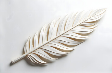 Paper creation features delicate layers forming a realistic feather shape with intricate details and subtle nuances to convey texture and structure._00001_