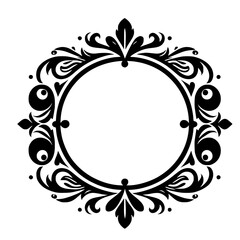 Ornate Black Frame with Floral Elements on White Background