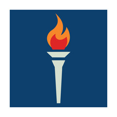 Minimalistic Torch with Flame for Achievement and Olympics