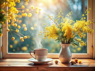 Spring Morning Still Life: Coffee & Mimosa, Long Exposure Photography