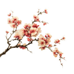 Traditional ink painting style sakura tree branches, Beautiful pink cherry blossom, spring flowers.	