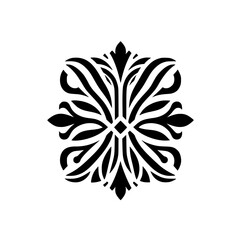 Elegant Black and White Floral Ornament, Vector Graphic Design
