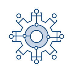 Outlined Gear with Network Nodes for Technology and Automation