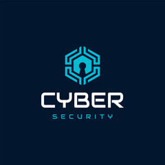 Cyber security logo icon design with shield and lock key graphic idea for website security, online secure logo vector template, etc