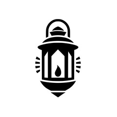 Minimalist Lantern Icon: Black & White Design for Branding