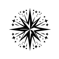 Obraz premium Black and White Starburst Ornament with Stars, Festive Design