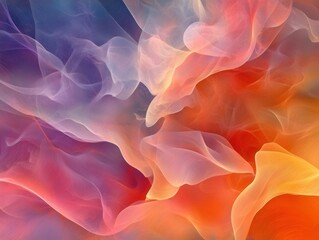 Obraz premium Abstract ethereal waves of vibrant colors creating a dreamy and flowing texture with a gradient background and soft light for a serene and modern artistic design
