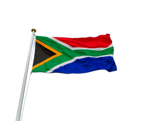 South Africaj national flag blowing with mast. The flag waving in beautiful sky. South Africa.png