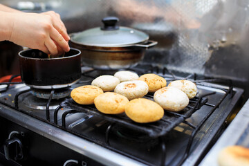 Corn Arepas and Fresh Eggs in a Colombian Kitchen