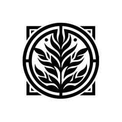 Geometric Leaf Motif: Bold Black & White Design