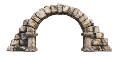 Ancient Stone Archway Isolated on white transparent background