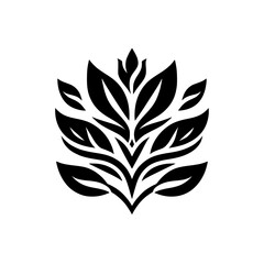 Black & White Floral Design Element, Minimalist Vector Illustration