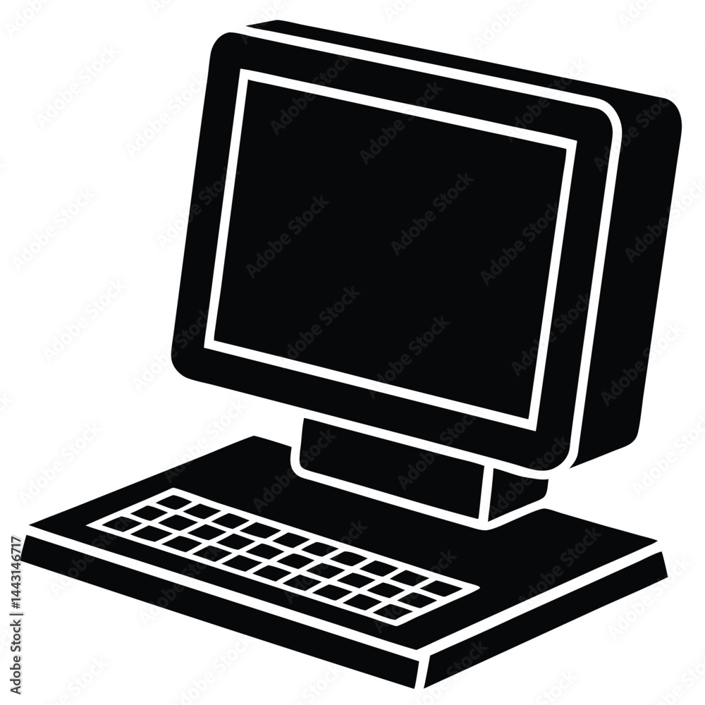Fototapete Laptop computer cell phone and desktop pc screen icon vector simple graphic illustration set solid black line stroke outline art, mobile cellphone smartphone blank empty frame sign symbol image, pc.