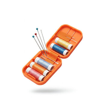 Orange compact travel sewing kit