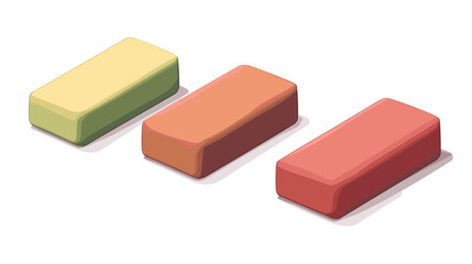 Three Isometric Bricks in Pale Yellow, Light Orange, and Reddish Brown