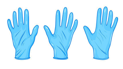 Three Light Blue Pixel Art Medical Gloves
