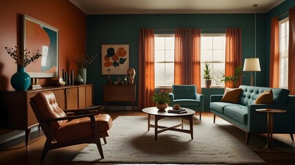 Fototapeta premium Mid-Century Modern Living Room