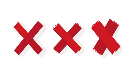 Three Red Grunge Cross Marks on White Background