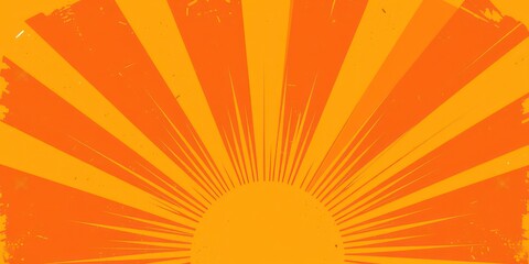 Abstract Sunburst Design Vibrant Orange and Gold Rays with Grunge Texture