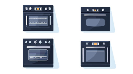 Four Black Built-In Ovens Illustration