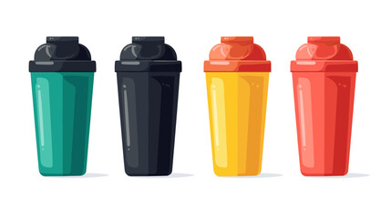 Four Colorful Plastic Protein Shaker Bottles