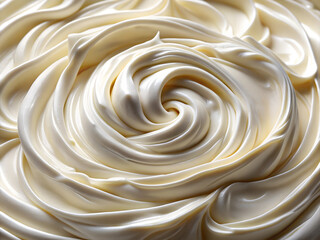 A large swirl of white frosting, which appears to be a type of whipped cream