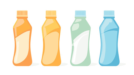 Four Pastel Plastic Bottles with Blank Labels