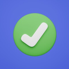 Check mark icon 3d rendering illustration