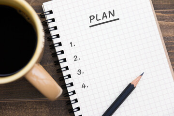 Notepad with word plan concept