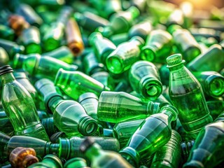 Tilt-Shift Photography: Green Plastic Bottle Waste - Ecology & Recycling