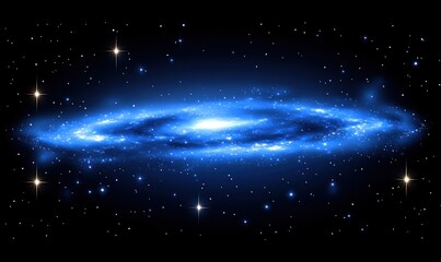 Blue Spiral Galaxy in Dark Space; cosmic background, science education