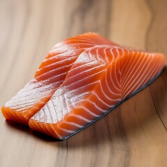 fresh salmon fillet on wood