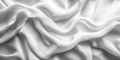 Fototapeta premium A close-up of luxurious, flowing white satin fabric with soft folds and intricate textures, perfect for design projects.