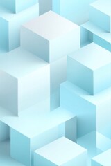 Obraz premium Geometric arrangement of blue blocks creates a minimalist aesthetic in a tranquil setting