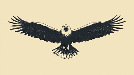 Naklejka premium Minimalist Eagle Vector Illustration Soaring with Outstretched Wings, Ideal for Outdoor-Themed Designs