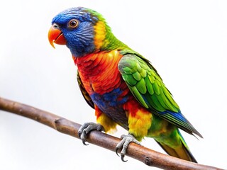 Naklejka premium Vibrant Parrot on White Background - Tropical Bird Stock Photo