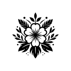 Obraz premium Monochromatic Floral Mandala - Black and White Botanical Design