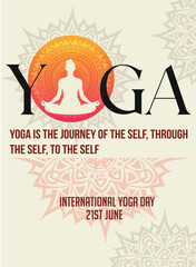 International Yoga day 21 June web banner EPS10 vector. Meditation Practice Yoga Colorful Fitness Concept. Vector illustration