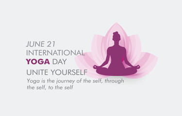International Yoga day 21 June web banner EPS10 vector. Meditation Practice Yoga Colorful Fitness Concept. Vector illustration