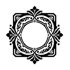 Elegant Floral Frame Design, Black & White, Ornamental Decor