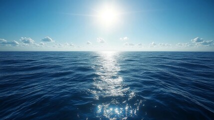 Fototapeta premium Bright Sunny Day Over Calm Blue Ocean