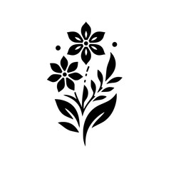 Elegant Black Floral Silhouette on White: Minimalist Design