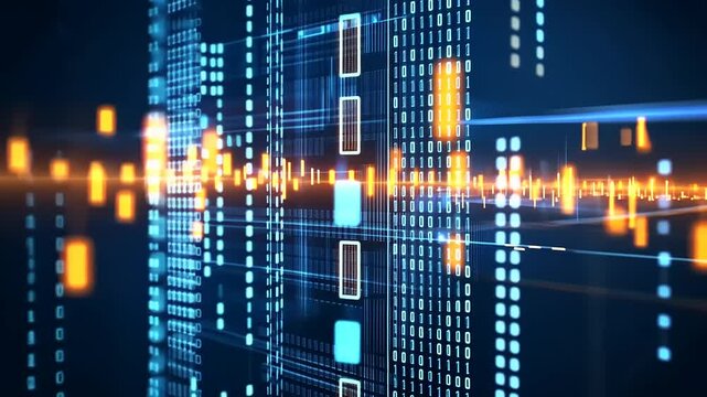 Abstract digital data flow with binary code