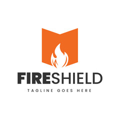Fire Shield logo designs concept isolated on white background.